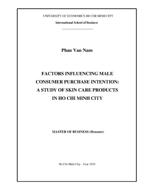 Luận văn factors influencing male consumer puchase intentions a study of care products in ho chi minh city