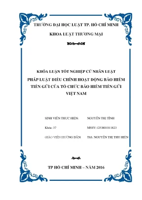Pháp luật điều chỉnh hoạt động bảo hiểm tiền gửi của tổ chức bảo hiểm tiền gửi việt nam