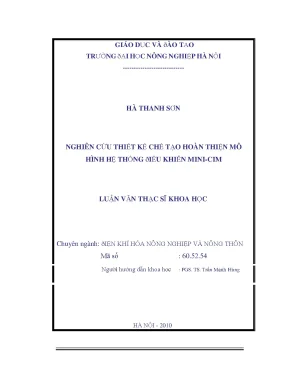 Nghiên cứu thiết kế chế tạo hoàn thiện mô hình hệ thống điều khiển mini cim