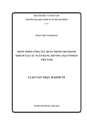 Luận văn hoàn thiện công tác quản trị rủi ro thanh khoản tại các ngân hàng thương mại cổ phần việt nam