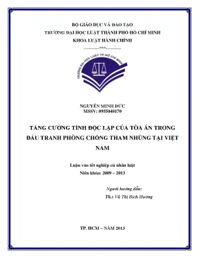 Tăng cường tính độc lập của tòa án trong đấu tranh phòng chống tham nhũng tại việt nam