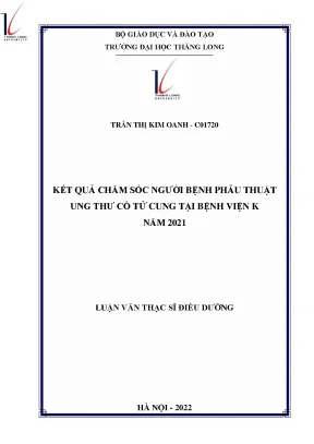 Kết quả chăm sóc người bệnh phẫu thuật ung thư cổ tử cung tại bệnh viện k năm 2021