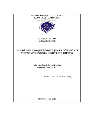 Vấn đề bảo đảm quyền học tập của công dân ở việt nam trong nền kinh tế thị trường