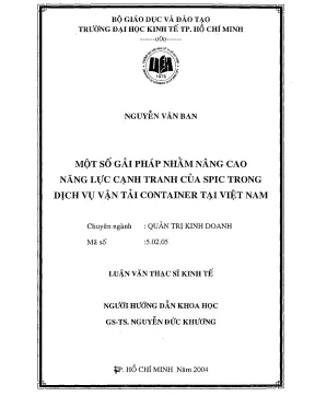 Luận văn một số giải pháp nhằm nâng cao năng lực cạnh tranh của spic trong dịch vụ vận tải container tại việt nam