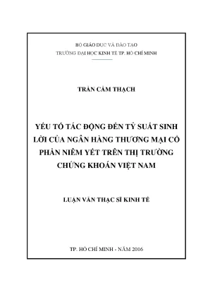 Luận văn yếu tố tác động đến tỷ suất sinh lời của ngân hàng tmcp niêm yết trên ttck việt nam