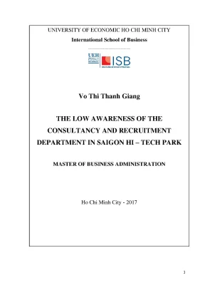 Luận văn the low awareness of the consultancy and recruitment department in saigon hi tech park