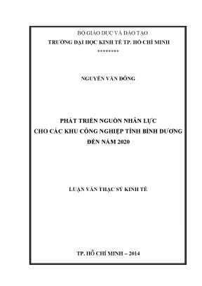 Luận văn phát triển nguồnh nhân lực cho các khu công nghiệp tỉnh bình dương đến năm 2020 luận văn thạc sĩ