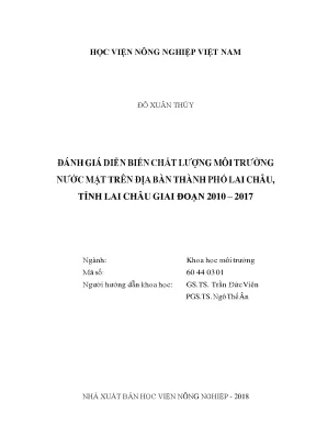Đánh giá diễn biến chất lượng môi trường nước mặt trên địa bàn thành phố lai châu tỉnh lai châu giai đoạn 2010 2017