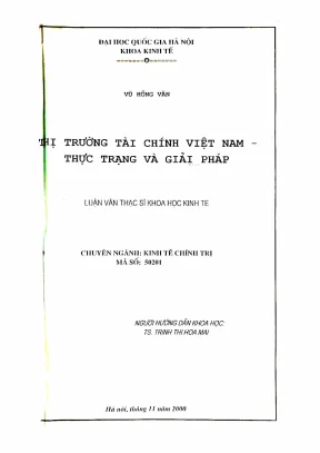 Luận văn thạc sĩ kinh tế chính trị thị trường tài chính việt nam thực trạng và giải pháp