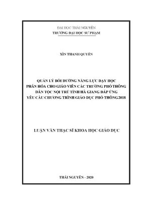 Quản lý bồi dưỡng năng lực dạy học phân hóa cho giáo viên các trường phổ thông dân tộc nội trú tỉnh hà giang đáp ứng yêu cầu chương trình giáo dục phổ thông 2018
