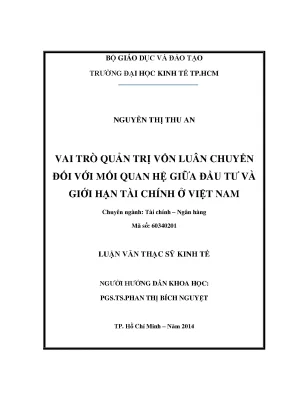 Luận văn vai trò quản trị vốn luân chuyển đối với mối quan hệ giữa đầu tư và giới hạn tài chính ở việt nam
