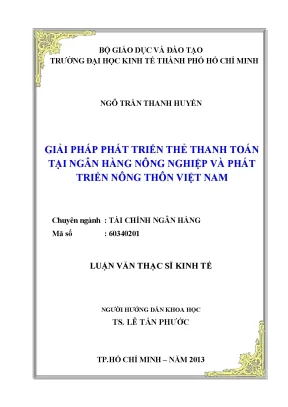 Luận văn giải pháp phát triển thẻ thanh toán tại ngân hàng nông nghiệp và phát triển nông thôn việt nam