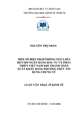 Luận văn một số biện pháp phòng ngừa rủi ro cho ngân hàng đầu tư và phát triển việt nam khi thanh toán xuất khẩu bằng phương thức tín dụng chứng từ