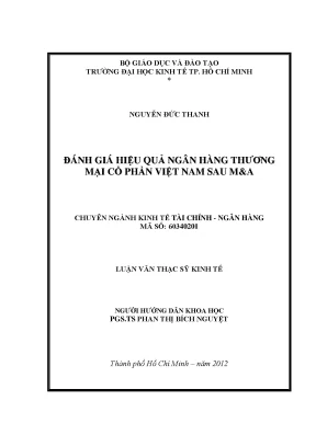 Luận văn đánh giá hiệu quả ngân hàng tmcp việt nam sau ma