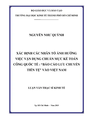 Luận văn xác định các nhân tố ảnh hưởng việc vận dụng chuẩn mực kế toán công quốc tế báo cáo lưu chuyển tiền tệ vào việt nam
