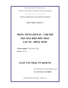 Luận văn phân tích lợi ích chi phí nhà máy điện đốt trấu lấp vò đồng tháp