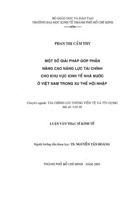 Luận văn một số giải pháp góp phần nâng cao năng lực tài chính cho khu vực kinh tế nhà nước ở việt nam trong xu thế hội nhập