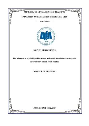 Luận văn the influence of psychological factors of individual investors on the target of invectors in vietnam stock market