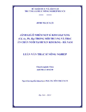 Đánh giá ô nhiễm một số kim loại nặng cd as pb hg trong môi trường và thức ăn chăn nuôi tại huyện kim bảng hà nam