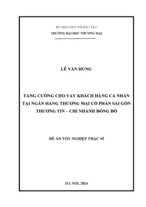 Luận văn tăng cường cho vay khách hàng cá nhân tại ngân hàng thương mại cổ phần sài gòn thương tín chi nhánh đông đô