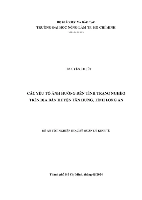 Luận văn thạc sĩ quản lý kinh tế các yếu tố ảnh hưởng đến tình trạng nghèo trên địa bàn huyện tân hưng tỉnh long an