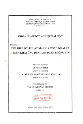 0296 tìm hiểu kỹ thuật mã hóa công khai và triển khai ứng dụng an toàn thông tin lê phước tình luận văn đh quảng nam