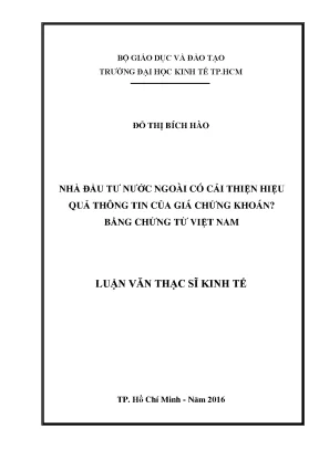 Luận văn nhà đầu tư nước ngoài có cải thiện hiệu quả thông tin của giá chứng khoán bằng chứng từ việt nam