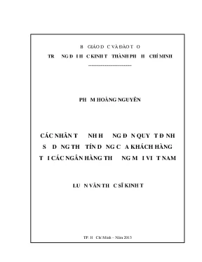 Luận văn các nhân tố ảnh hưởng đến quyết định sử dụng thẻ tín dụng của khách hàng tại các ngân hàng thương mại việt nam