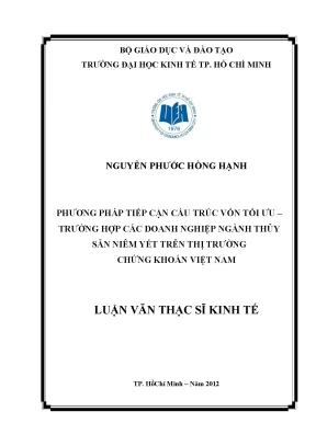 Luận văn phương pháp tiếp cận cấu trúc vốn tối ưu trường hợp các doanh nghiệp ngành thủy sản niêm yết trên thị trường chứng khoán việt nam