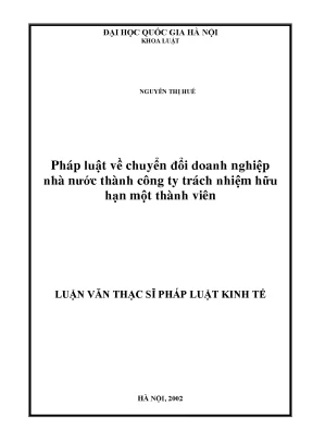 Pháp luật về chuyển đổi doanh nghiệp nhà nước thành công ty trách nhiệm hữu hạn một thành viên