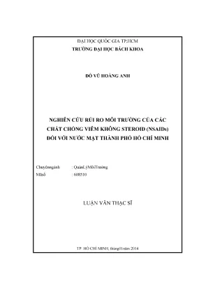 Luận văn thạc sĩ quản lý môi trường nghiên cứu rủi ro môi trường của các chất chống viêm không steroid nsaids đối với nước mặt thành phố hồ chí minh