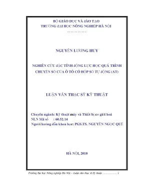 Nghiên cứu đạc tính động lực học quá trình chuyển số của ôtô có hộp số tự động at