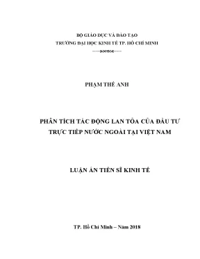 Luận văn phân tích tác động lan tỏa của đầu tư trực tiếp nước ngoài tại việt nam