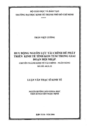 Luận văn huy động nguồn lực tài chính để phát triển kinh tế tỉnh kontum trong giai đoạn hội nhập