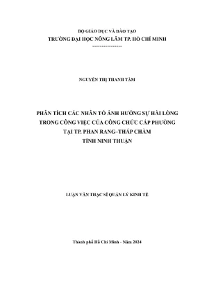 Luận văn thạc sĩ quản lý kinh tế phân tích các nhân tố ảnh hưởng sự hài lòng trong công việc của công chức cấp phường tại tp phan rang tháp chàm tỉnh ninh thuận