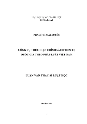 Công cụ thực hiện chính sách tiền tệ quốc gia theo pháp luật việt nam
