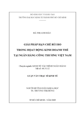 Luận văn giải pháp hạn chế rủi ro trong hoạt động kinh doanh thẻ tại ngân hàng công thương việt nam