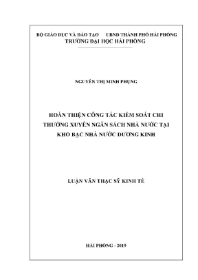 Luận văn thạc sĩ quản lý kinh tế hoàn thiện công tác kiểm soát chi thường xuyên ngân sách nhà nước tại kho bạc nhà nước dương kinh
