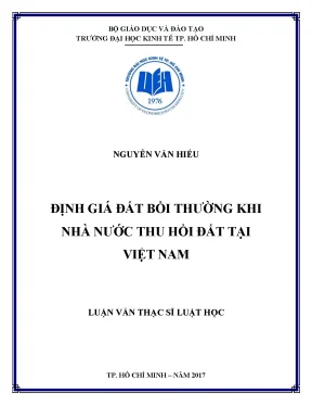 Luận văn định giá đất bồi thường khi nhà nước thu hồi đất tại việt nam