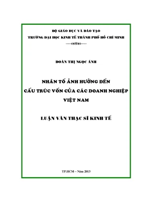 Luận văn nhân tố ảnhhưởng đến cấu trúc vốn của các doanh nghiệp việt nam