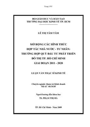 Luận văn mở rộng các hình thức hợp tác nhà nước tư nhân trường hợp quỹ đầu tư phát triển đô thị tp hồ chí minh giai đoạn 2011 2020