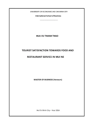 Luận văn tourist satisfaction towards food and restaurant service in mui ne luận văn thạc sĩ