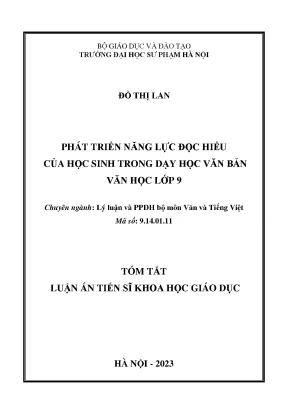 Bản tóm tắt bằng tiếng việt phát triển năng lực đọc hiểu của học sinh trong dạy học văn bản văn học lớp 9
