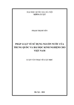 Pháp luật về sử dụng nguồn nước của trung quốc và bài học kinh nghiệm cho việt nam