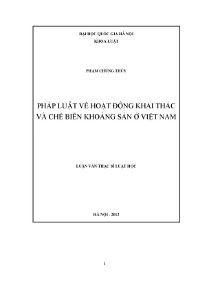 Pháp luật về hoạt động khai thác và chế biến khoáng sản ở việt nam