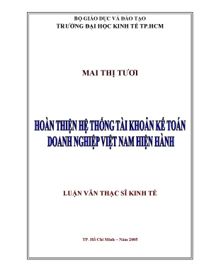 Luận văn hoàn thiện hệ thống tài khoản kế toán doanh nghiệp việt nam hiện hành
