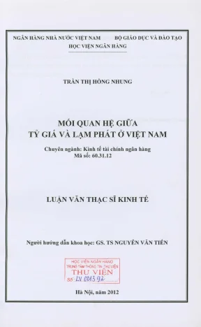 Luận văn thạc sĩ tài chính ngân hàng mối quan hệ giữa tỉ giá và lạm phát ở việt nam