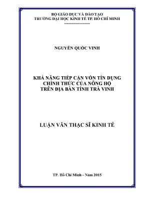 Luận văn khả năng tiếp cận vốn tín dụng chính thức của nông hộ trên địa bàn tỉnh trà vinh
