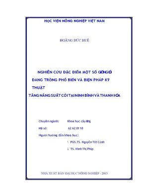 Nghiên cứu đặc điểm một số giống cói đang trồng phổ biến và biến pháp kỹ thuật tăng năng suất cói tại ninh bình và thanh hóa