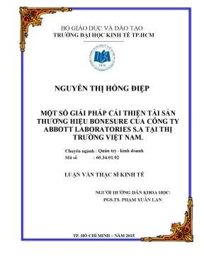 Luận văn một số giải pháp cải thiện tài sản thương hiệu bonesure của công ty abbott laboratories s a tại thị trường việt nam